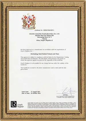Certificazione del prodotto Teda Steel Teda Steel Product certification