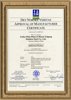 Certificazione del prodotto Teda Steel Teda Steel Product certification