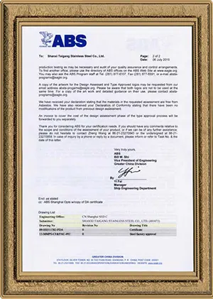 Certificazione del prodotto Teda Steel Teda Steel Product certification